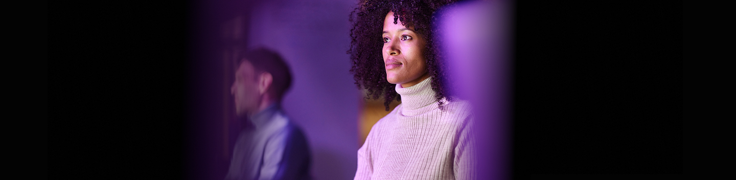 Woman with black background