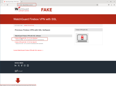 Screenshot of spoofed WatchGuard VPN webpage.
