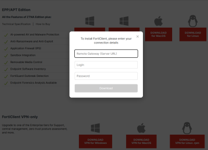 Fortinet stealer modal