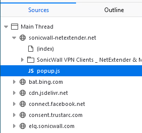 SonicWall popup.js inspection