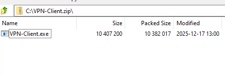 ZIP containing spoofed WG VPN software