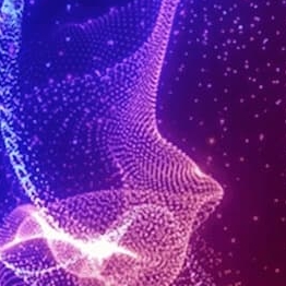 Abstract image of a glowing sphere surrounded by luminous lines on a dark background