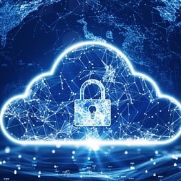 WiFi cloud with a lock in the middle