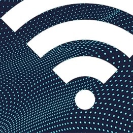 White Wi-Fi symbol on a curved dot patterned background