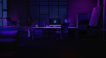After-hours cybersecurity monitoring in empty office before long weekend