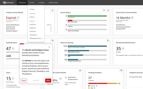 WatchGuard Cloud dashboard 