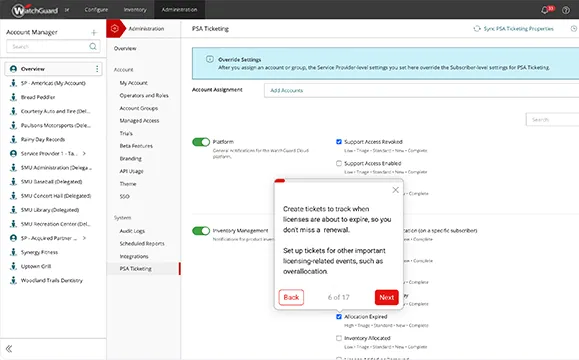 WatchGuard + HaloPSA integration demo screen