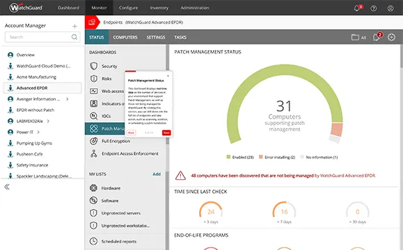 WatchGuard Patch Management demo screen
