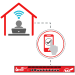 Illustration of a person using wi-fi in their home to connect to a WatchGuard Firebox using AuthPoint