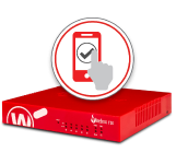 Red WatchGuard Firebox with WatchGuard AuthPoint icon on top