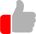 Gray hand with a red sleeve giving a thumbs up sign