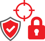 Red Shield, Target and Lock icons 