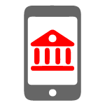 Illustration: Smartphone with a banking building showing on the screen