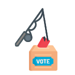 Illustration: Fishing pole dipping into a ballot box