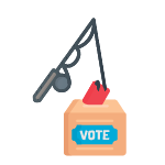 Illustration: Fishing pole dipping into a ballot box