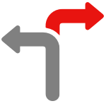 Gray arrow pointing left below a red arrow pointing right