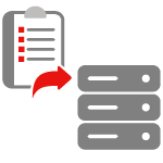 Illustration of a clipboard with a red arrow pointing at a stack of appliances