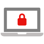 Illustration of an open laptop showing a red padlock on the screen