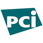 PCI icon: White letters on a teal green background shape
