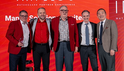 Manux Solutions Limited award winners with WatchGuard executives