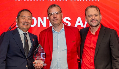 Montes A/S award winner with WatchGuard executives