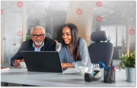 People working in an airy office 