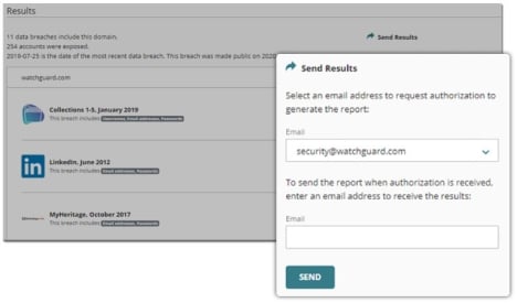 WatchGuard Cloud Dark Web report request popup