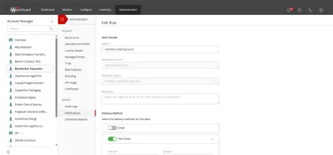 Enlarge WatchGuard + ConnectWise integration screen
