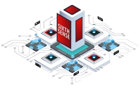 Large tower with sixth sense label connected to several other sites 