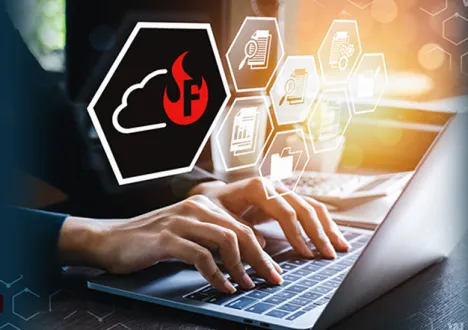 FireCloud icon floating between a user and their laptop