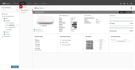 Enlarge WatchGuard Cloud dashboard showing wi-fi management