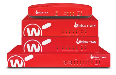 WatchGuard wireless tabletop Fireboxes in a stack