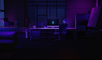 After-hours cybersecurity monitoring in empty office before long weekend