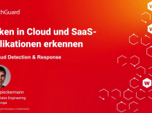 Title of the webinar shown with picture of presenter on red background