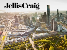 Aerial view of Melbourne with JellisCraig logo on top