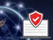 Endpoint Security icon in front of partial globe with glowing lines around it