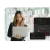 Woman looking at a laptop with WatchGuard MDR dashboards next to her