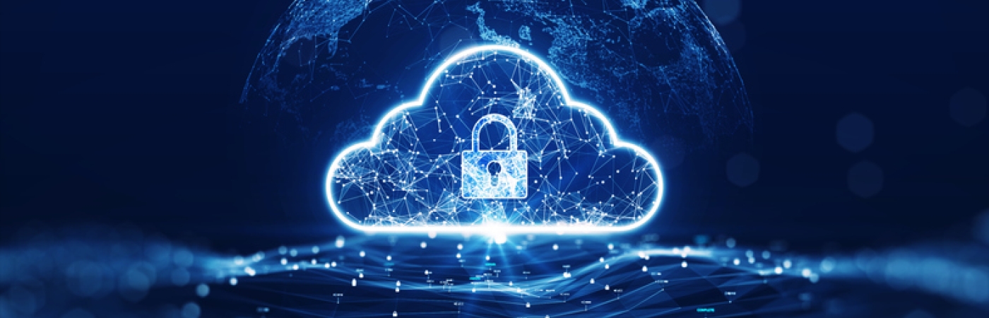 WiFi cloud with a lock in the middle