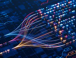 Pattern of lights on showing connections on a circuit board