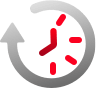 Gray clock with red time markers