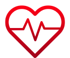 Rotes Herz mit Herzschlag-Monitor-Lebenslinie oben