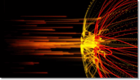 Yellow and red glowing illustration of Automation core